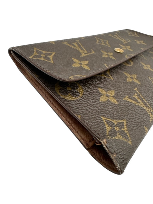 Louis Vuitton Mixed Brown Coated Canvas Snap Button Monogram Card Slots Wallets Mixed Brown