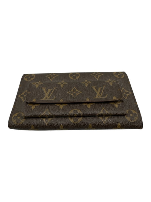 Louis Vuitton Mixed Brown Coated Canvas Snap Button Monogram Card Slots Wallets Mixed Brown