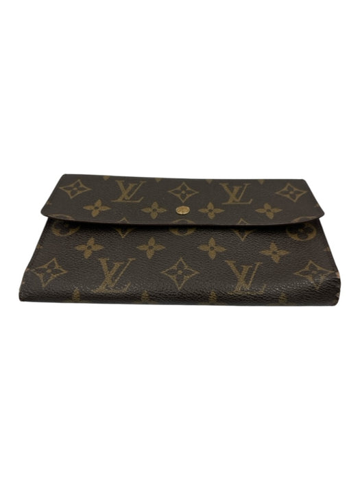 Louis Vuitton Mixed Brown Coated Canvas Snap Button Monogram Card Slots Wallets Mixed Brown