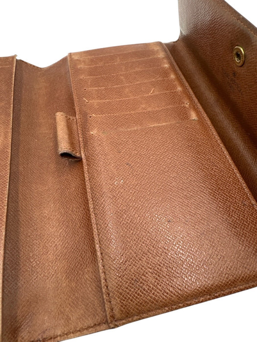 Louis Vuitton Mixed Brown Coated Canvas Snap Button Monogram Card Slots Wallets Mixed Brown