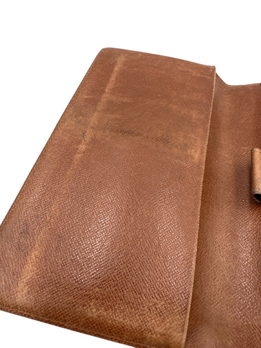 Louis Vuitton Mixed Brown Coated Canvas Snap Button Monogram Card Slots Wallets Mixed Brown