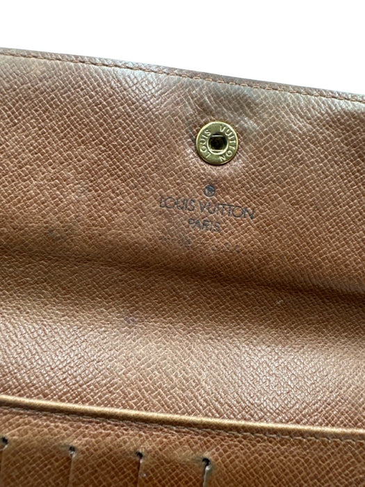 Louis Vuitton Mixed Brown Coated Canvas Snap Button Monogram Card Slots Wallets Mixed Brown