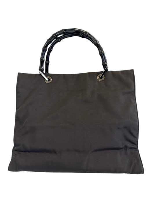 Gucci Black Nylon Tote Bamboo Handle Bag Black / Small