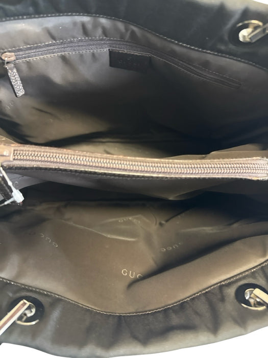 Gucci Black Nylon Tote Bamboo Handle Bag Black / Small