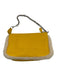 Coach Yellow Leather Shoulder Bag Chain Fur Detail Bag Yellow / Small