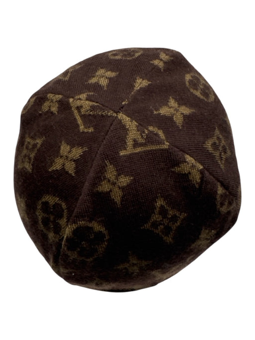 Louis Vuitton Brown and gold Cashmere & Silk Beanie Monogram Foldover Hat Brown and gold / Small