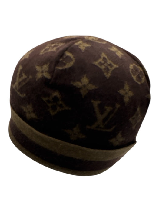 Louis Vuitton Brown and gold Cashmere & Silk Beanie Monogram Foldover Hat Brown and gold / Small