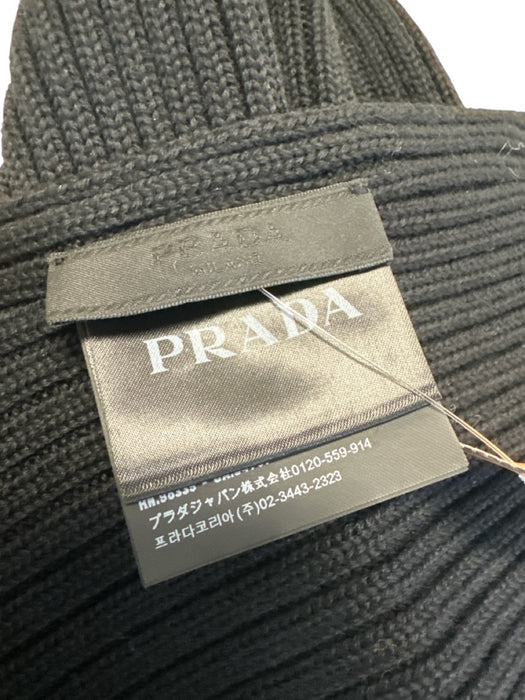 Prada Black Wool Knit scarf Black / Small