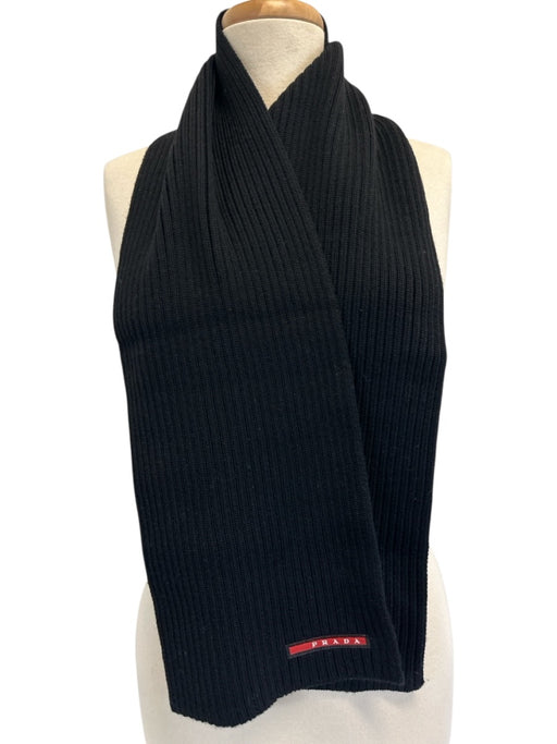Prada Black Wool Knit scarf Black / Small