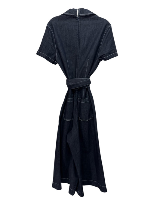 Maeve Size 14 Dark Wash Cotton Contrast Stitching Front Pockets Jumpsuit Dark Wash / 14