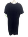 St John Caviar Size 10 Navy Blue Wool Blend U Neck Short Sleeve Below knee Dress Navy Blue / 10
