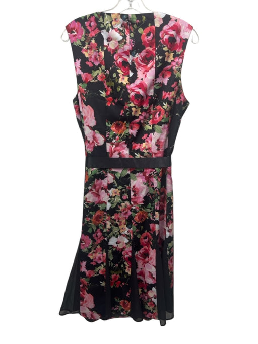 Rickie Freeman for Teri Jon Size 14 Pink, Green, Black Polyester Floral Dress Pink, Green, Black / 14
