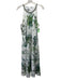 Rickie Freeman for Teri Jon Size 16 White & Green Polyester Gathered Leaves Gown White & Green / 16