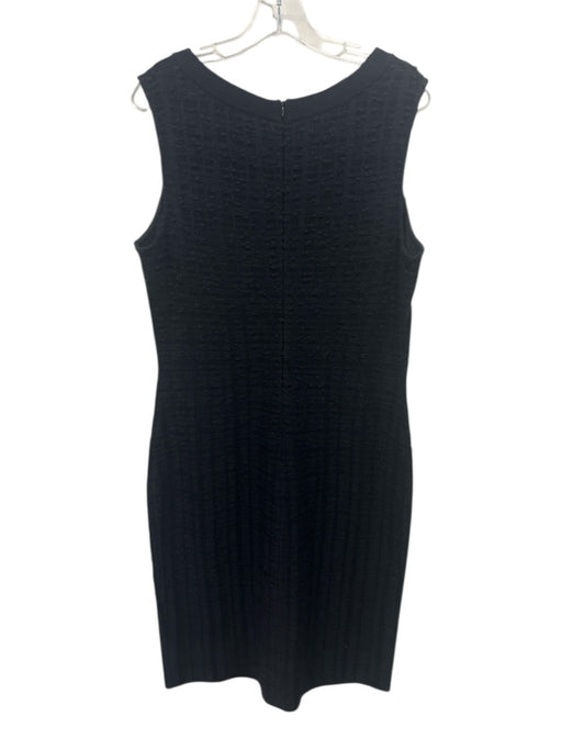 St John Size 12 Black Wool Blend Tweed Sleeveless Keyhole Knee length Dress Black / 12