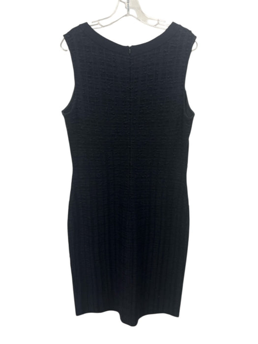 St John Size 12 Black Wool Blend Tweed Sleeveless Keyhole Knee length Dress Black / 12