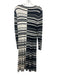 St John Size L Black & Cream Wool Ribbed Knit Mixed Stripes Long Sleeve Dress Black & Cream / L