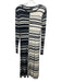 St John Size L Black & Cream Wool Ribbed Knit Mixed Stripes Long Sleeve Dress Black & Cream / L