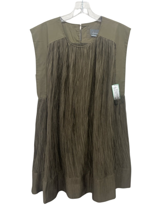 Anthropologie Size S Olive Green Polyester Plisse Fabric Block Sleeveless Dress Olive Green / S