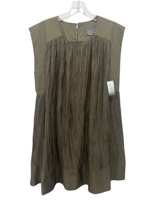 Anthropologie Size S Olive Green Polyester Plisse Fabric Block Sleeveless Dress Olive Green / S