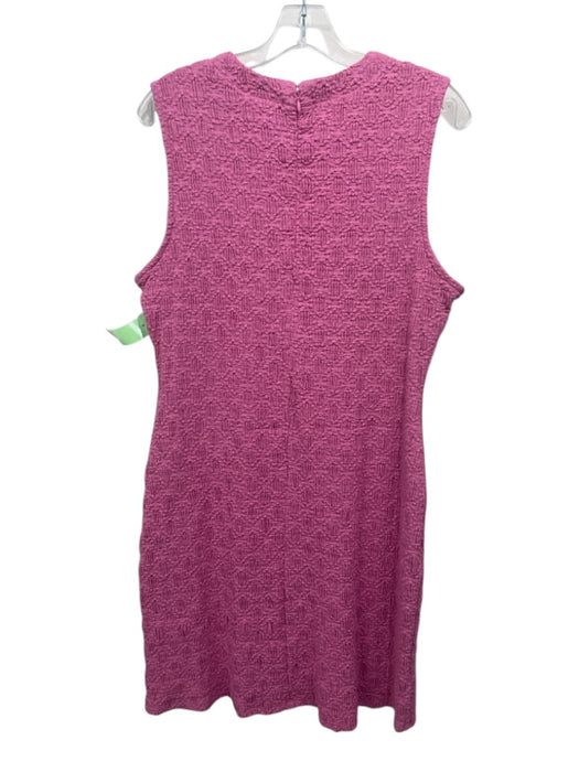 Porridge Size L Pink Cotton Blend Textured Knee Length Sleeveless Shift Dress Pink / L