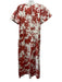 Anthropologie Size M Orange & cream Cotton Blend V Neck Short Sleeve Jumpsuit Orange & cream / M