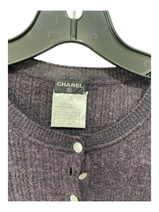 Chanel Blue Cotton & Cashmere Blend Button Detail Knit Top Blue