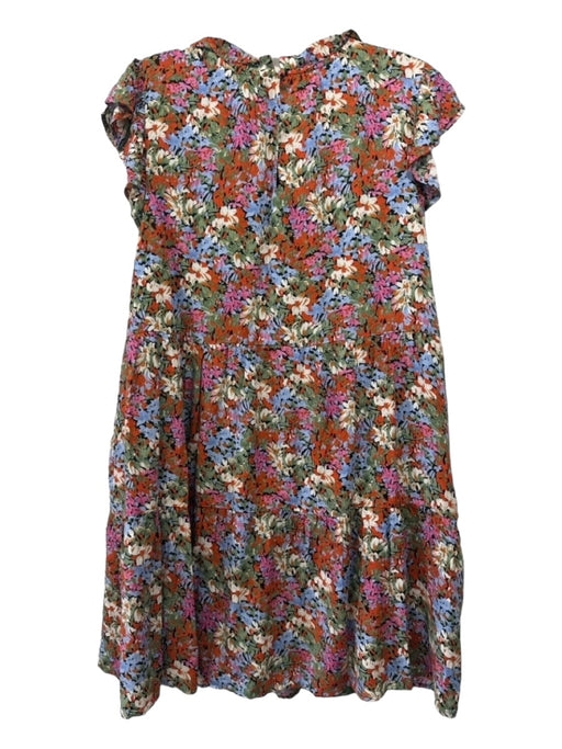 THML Size L Multi Rayon Ruffle Detail Floral high neck Above Knee Dress Multi / L