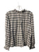 Rails Size M Cream & Black Rayon Blend Round Neck Long Sleeve Keyhole plaid Top Cream & Black / M