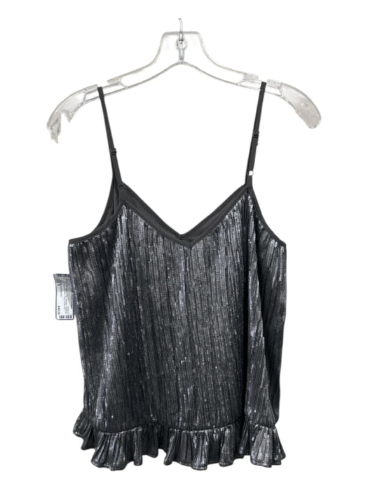 By Anthropologie Size 8 Silver & Gray Polyester Sequined Spaghetti Strap Top Silver & Gray / 8