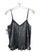 By Anthropologie Size 8 Silver & Gray Polyester Sequined Spaghetti Strap Top Silver & Gray / 8