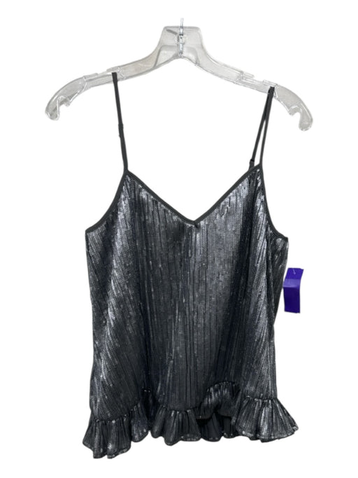 By Anthropologie Size 8 Silver & Gray Polyester Sequined Spaghetti Strap Top Silver & Gray / 8
