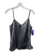 By Anthropologie Size 8 Silver & Gray Polyester Sequined Spaghetti Strap Top Silver & Gray / 8
