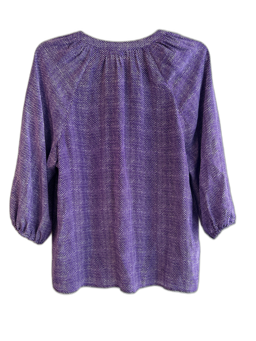 Joie Size M Purple Silk V Neck 3/4 Sleeve Abstract Top Purple / M