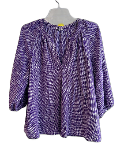 Joie Size M Purple Silk V Neck 3/4 Sleeve Abstract Top Purple / M