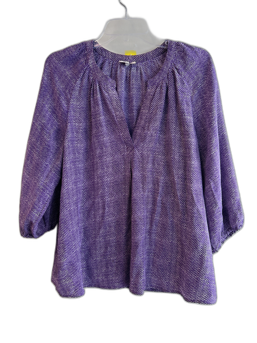 Joie Size M Purple Silk V Neck 3/4 Sleeve Abstract Top Purple / M