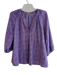 Joie Size M Purple Silk V Neck 3/4 Sleeve Abstract Top Purple / M