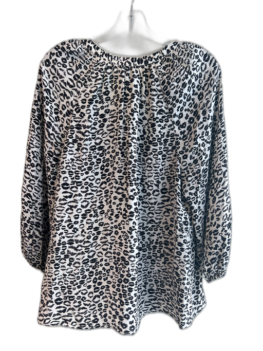 Joie Size M Black & Gray Print Silk V Neck Long Sleeve Lips Top Black & Gray Print / M