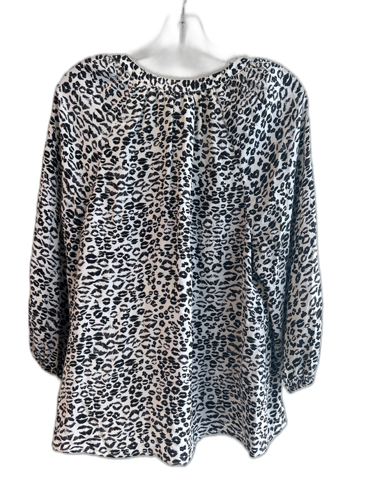 Joie Size M Black & Gray Print Silk V Neck Long Sleeve Lips Top Black & Gray Print / M