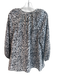 Joie Size M Black & Gray Print Silk V Neck Long Sleeve Lips Top Black & Gray Print / M