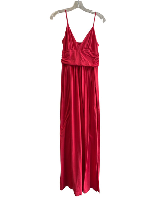 Susana Monaco Size S Pink Nylon Spaghetti Strap solid color V Neck Dress Pink / S