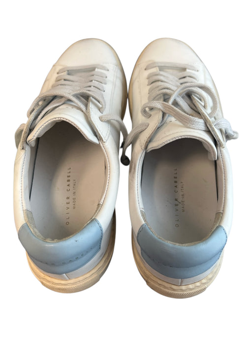 Oliver Cabell Shoe Size 38 White Leather Round Toe Blue Accent Lace Up Shoes White / 38