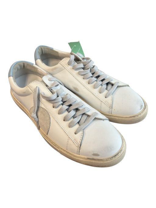 Oliver Cabell Shoe Size 38 White Leather Round Toe Blue Accent Lace Up Shoes White / 38