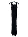 Tadashi Shoji Size Small Black Nylon Maxi Mesh Overlay Ruched Cap Sleeve Gown Black / Small