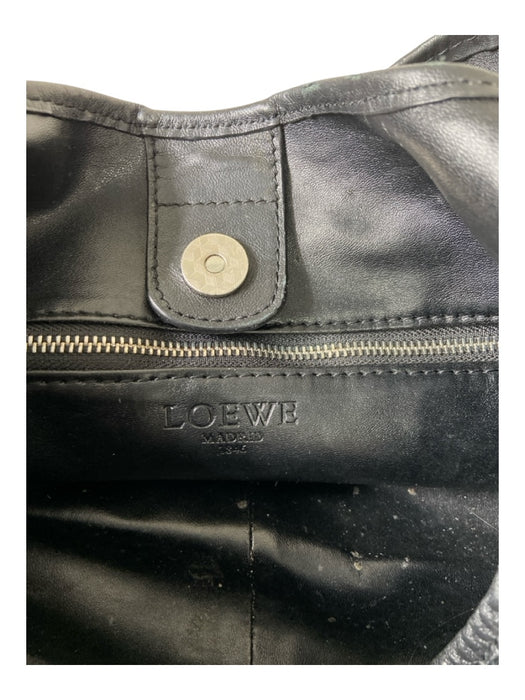 Loewe Black Suede & Leather Tote Silver Hardware Debossed Magnetic Close Bag Black / M