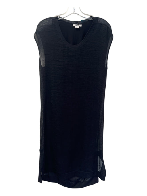 Helmut Lang Size P Black Triacetate Blend Overlay Sleeveless Round Neck Dress Black / P