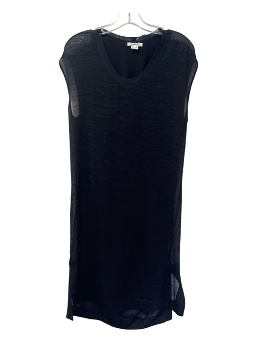 Helmut Lang Size P Black Triacetate Blend Overlay Sleeveless Round Neck Dress Black / P