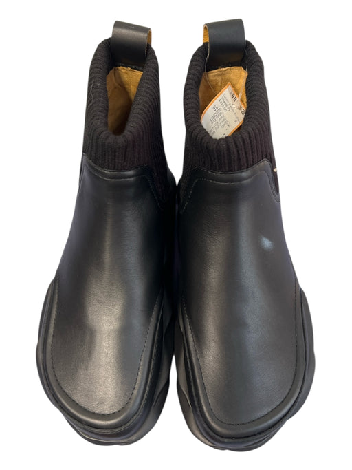 4CCCCEES Shoe Size 38 Black Leather Stretch Panel Round square toe Boots Black / 38