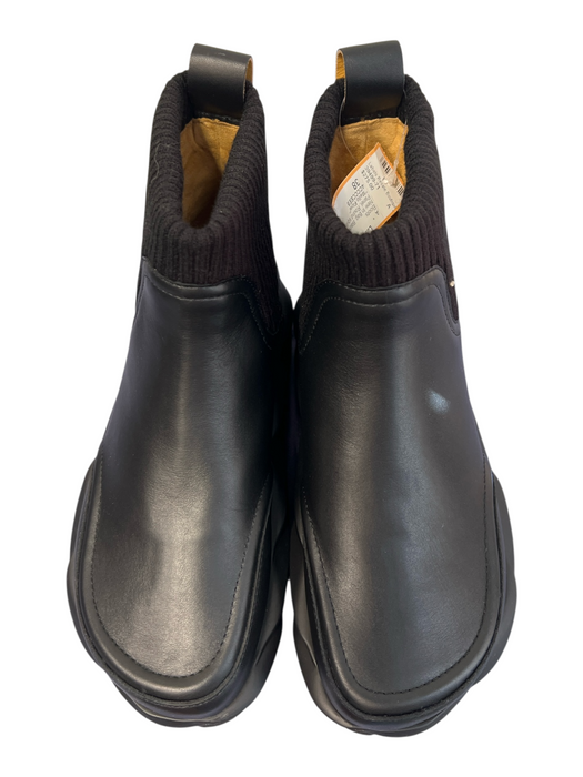 4CCCCEES Shoe Size 38 Black Leather Stretch Panel Round square toe Boots Black / 38