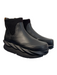4CCCCEES Shoe Size 38 Black Leather Stretch Panel Round square toe Boots Black / 38