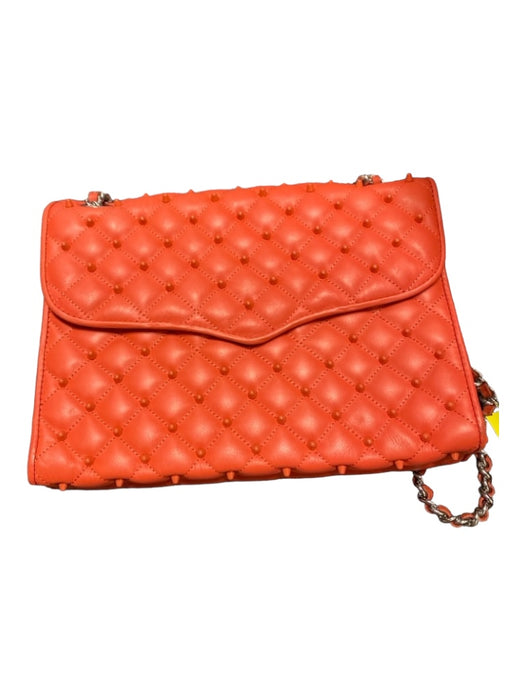 Rebecca Minkoff coral Leather Snap Closure Adjustable Strap Quilted Spikes Bag coral / M